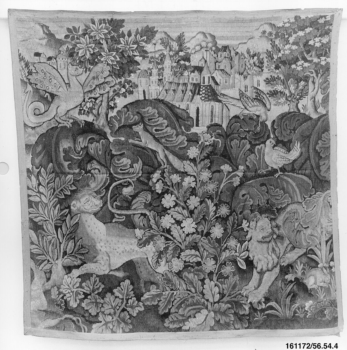 Verdure with animals and landscapes, Wool (9-11 warps per inch, 4-5 per cm.), Flemish 