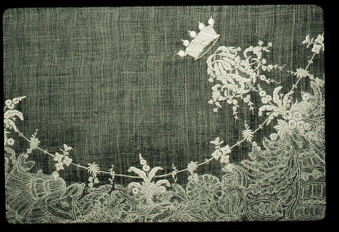 Handkerchief, Bobbin lace, point d'Angleterre, linen, Flemish