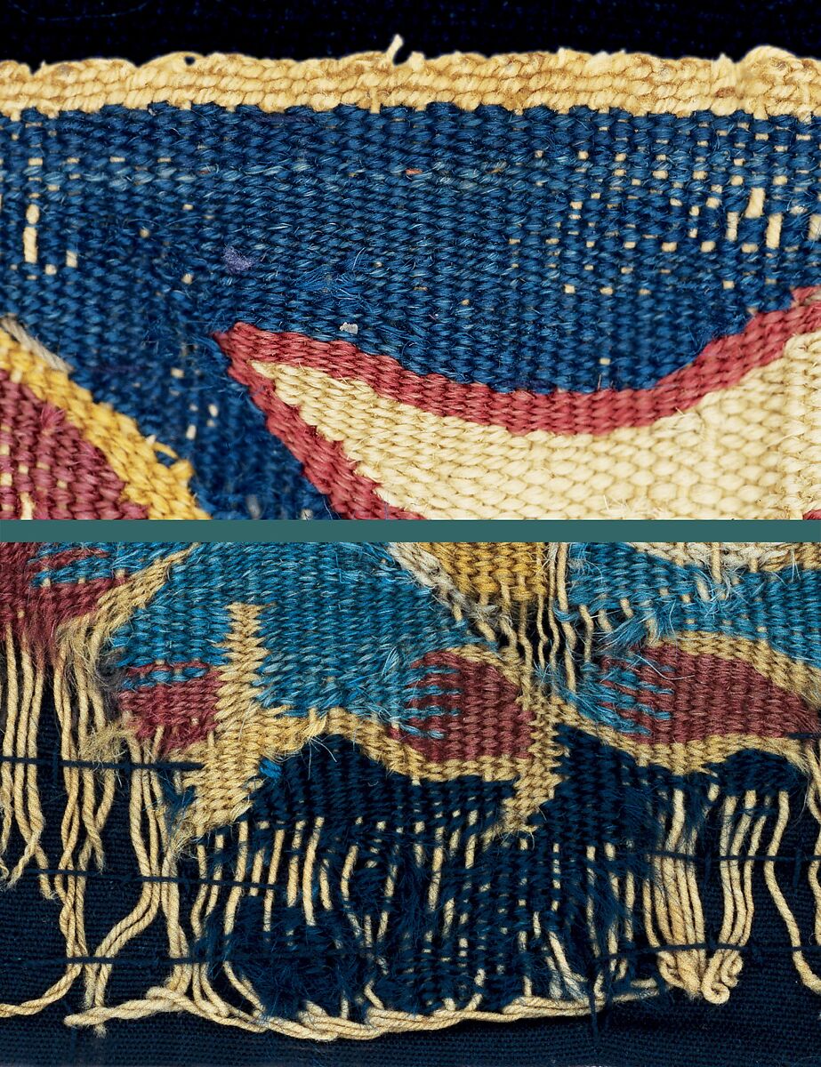 Tapestry with figurative scenes, Tapestry weave, cotton warp and camelid weft; ca. 27 ribs to one inch, Peruvian
