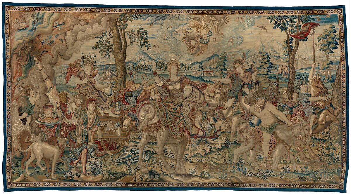 Gluttony from a set of The Seven Deadly Sins, Pieter Coecke van Aelst (Netherlandish, Aelst 1502–1550 Brussels), Wool, silk, silver-gilt thread
19-23 warps per inch, 8-10 per cm., Netherlandish, probably Brussels 