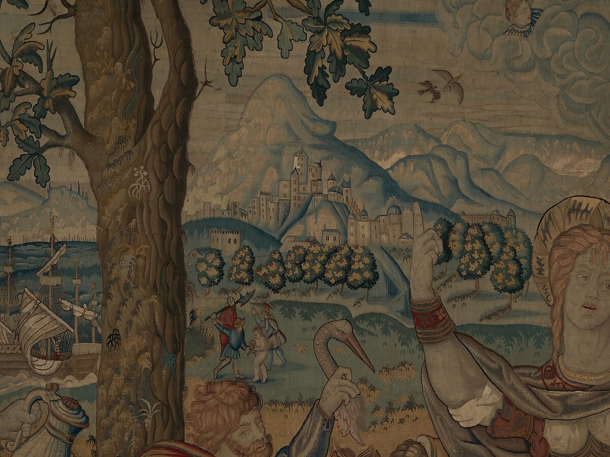 Gluttony from a set of The Seven Deadly Sins, Pieter Coecke van Aelst (Netherlandish, Aelst 1502–1550 Brussels), Wool, silk, silver-gilt thread
19-23 warps per inch, 8-10 per cm., Netherlandish, probably Brussels