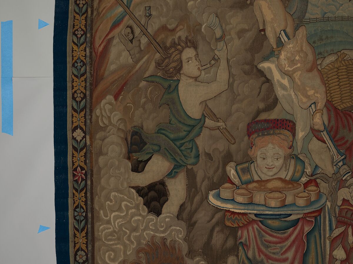 Gluttony from a set of The Seven Deadly Sins, Pieter Coecke van Aelst (Netherlandish, Aelst 1502–1550 Brussels), Wool, silk, silver-gilt thread
19-23 warps per inch, 8-10 per cm., Netherlandish, probably Brussels