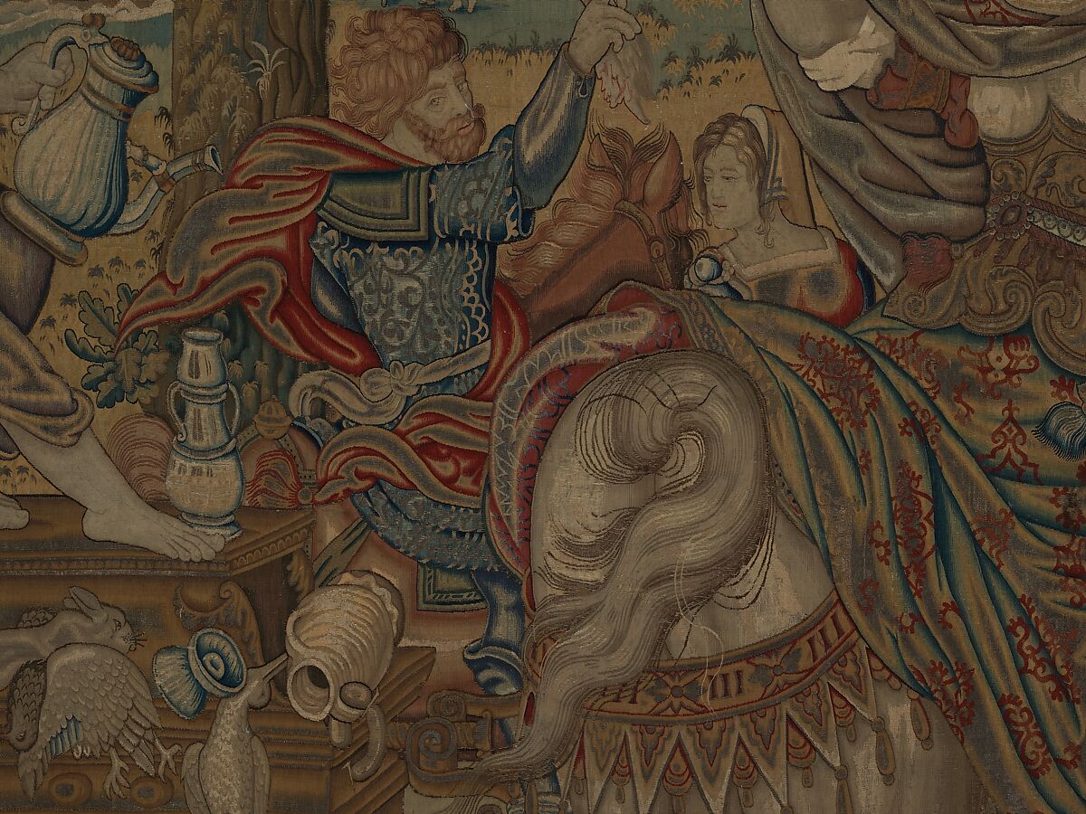 Gluttony from a set of The Seven Deadly Sins, Pieter Coecke van Aelst (Netherlandish, Aelst 1502–1550 Brussels), Wool, silk, silver-gilt thread
19-23 warps per inch, 8-10 per cm., Netherlandish, probably Brussels