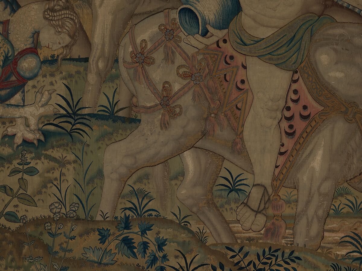 Gluttony from a set of The Seven Deadly Sins, Pieter Coecke van Aelst (Netherlandish, Aelst 1502–1550 Brussels), Wool, silk, silver-gilt thread
19-23 warps per inch, 8-10 per cm., Netherlandish, probably Brussels