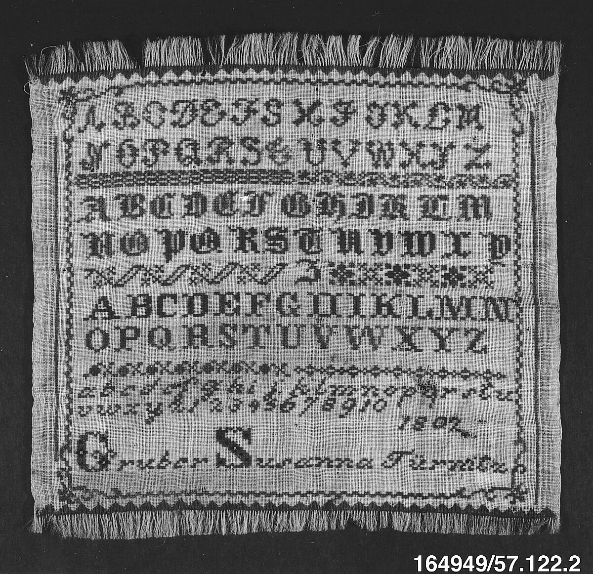 Sampler, Cotton on wool canvas, German 