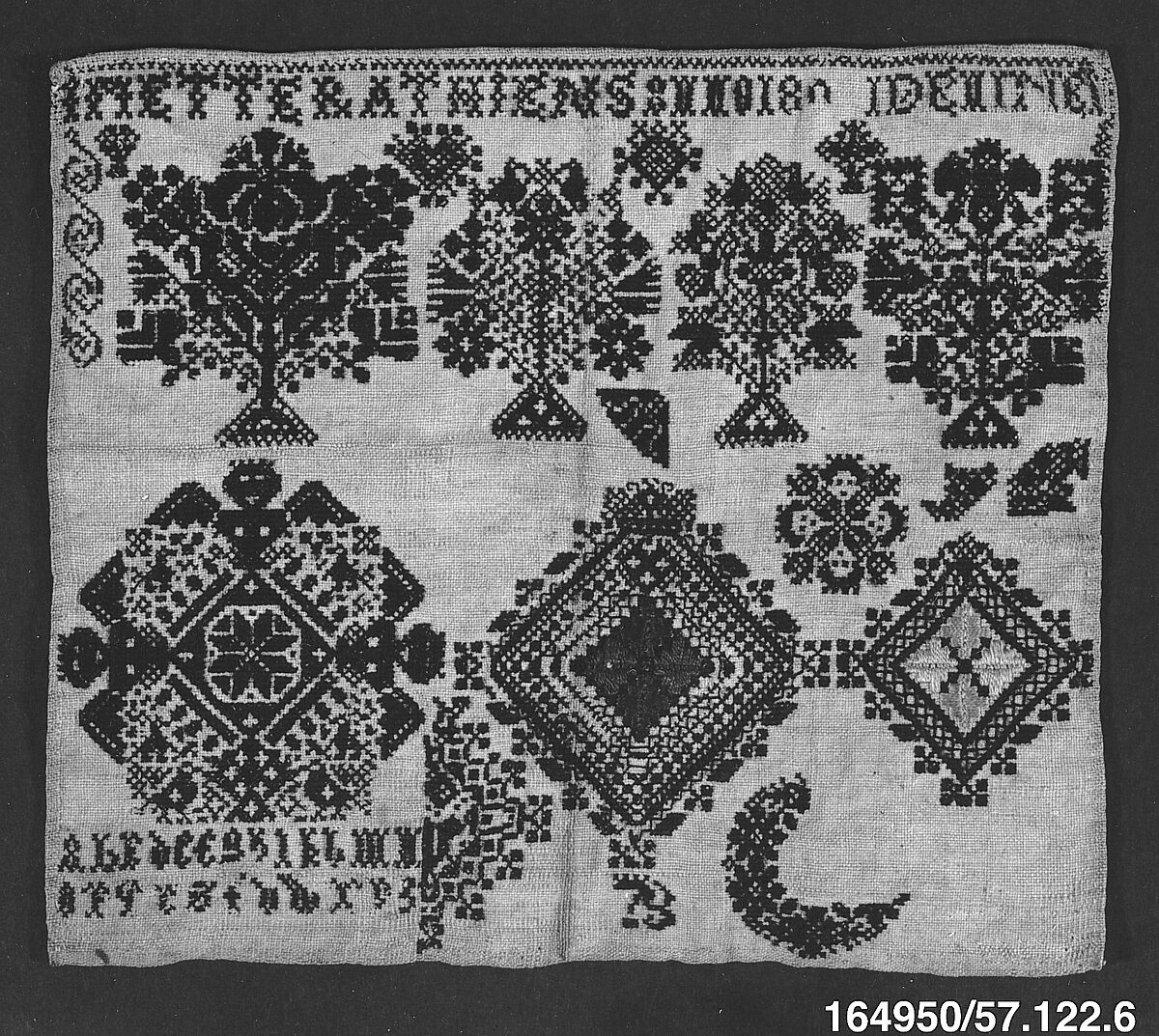 Sampler, Linen on linen, German, Vierlande 