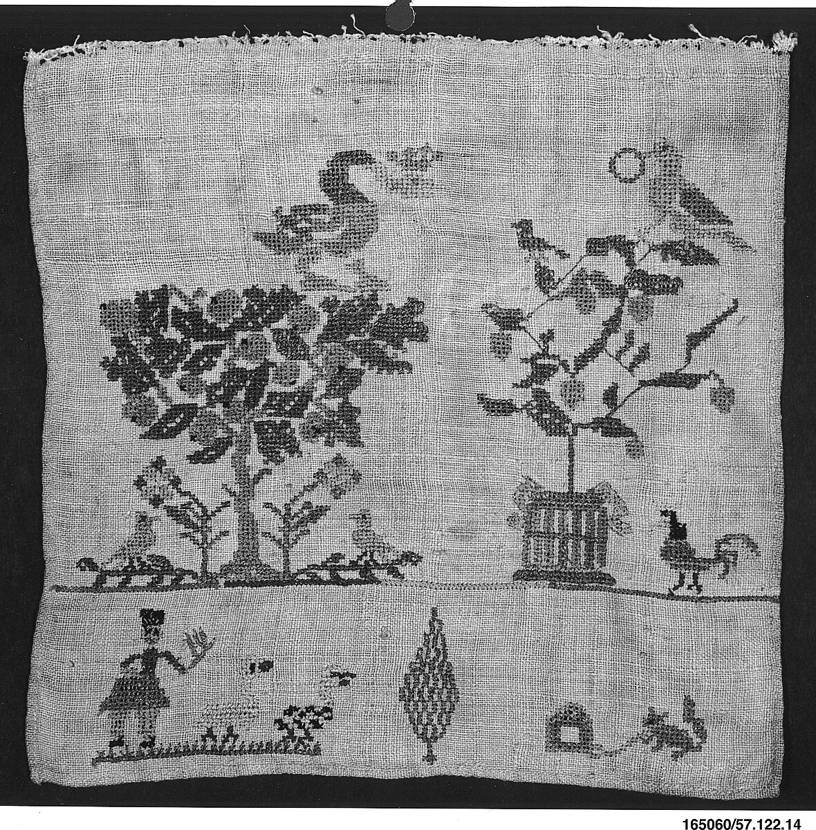 Sampler, Silk on linen, German 