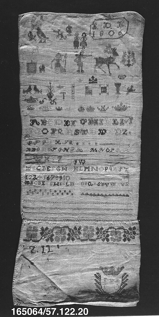 Sampler, Silk on linen, German 