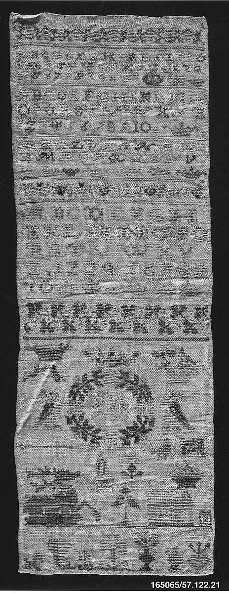 Sampler, Silk on linen, German 