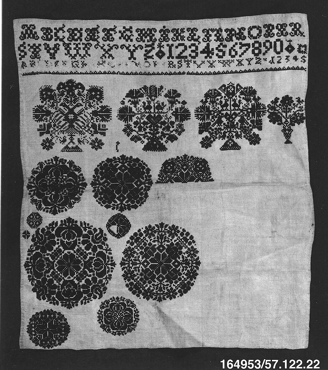 Sampler, Linen on linen, German, Vierlande 