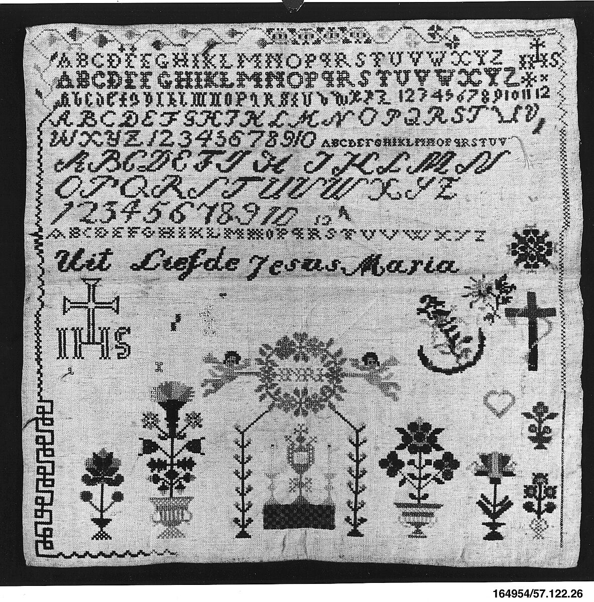 Sampler, Silk on linen, Dutch 