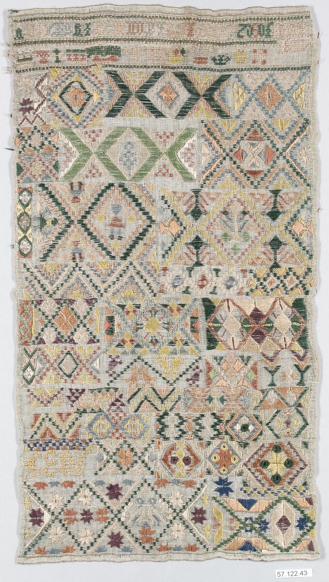 Sampler, Silk on canvas, Dutch 