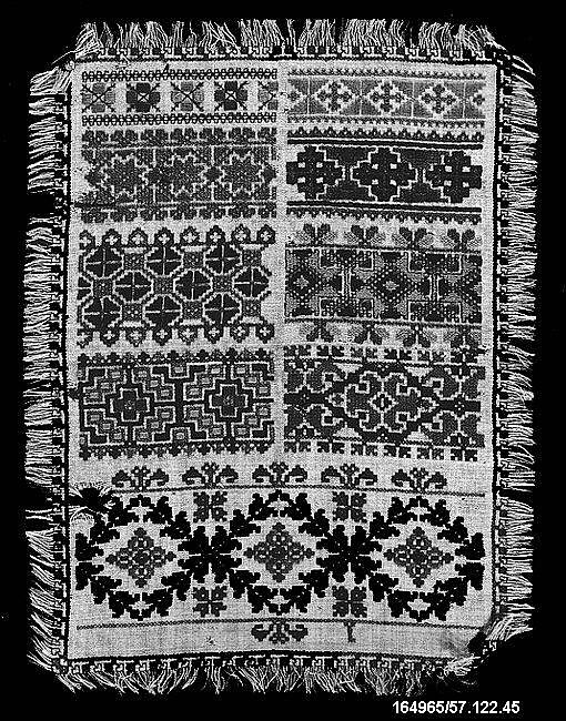 Sampler, Wool on wool, possibly Romanian 