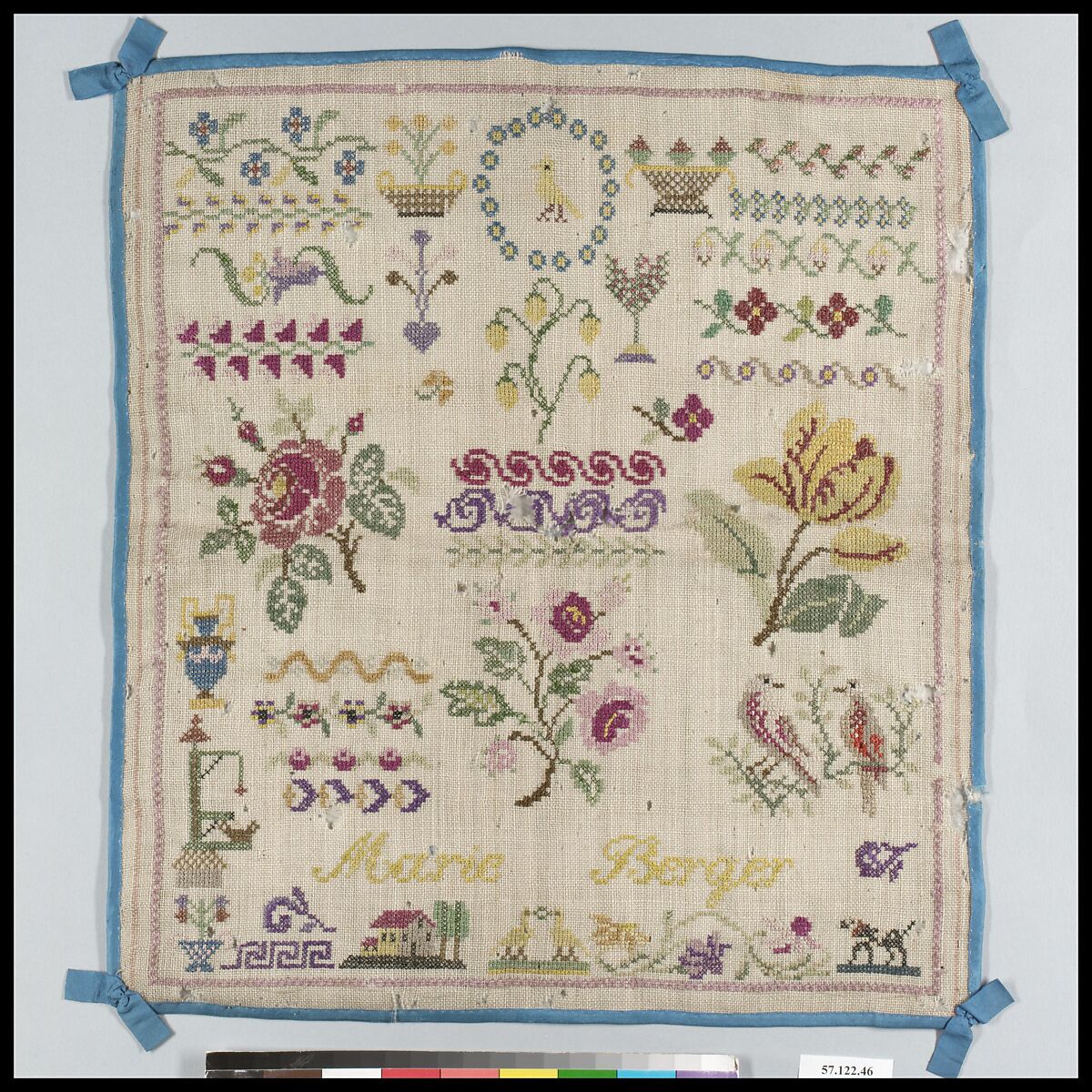 Sampler, Silk on wool canvas, French 