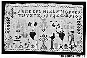 Sampler, Silk on linen, Italian 