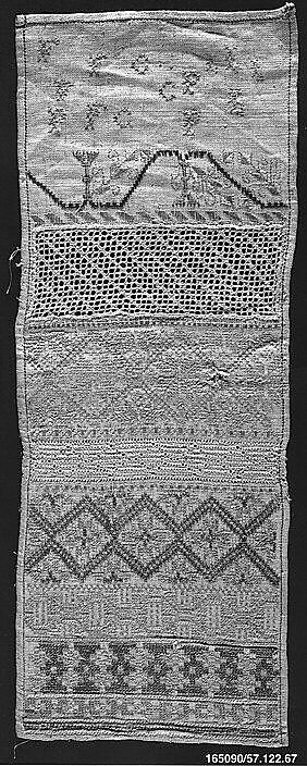 Sampler, Silk on linen, Spanish 