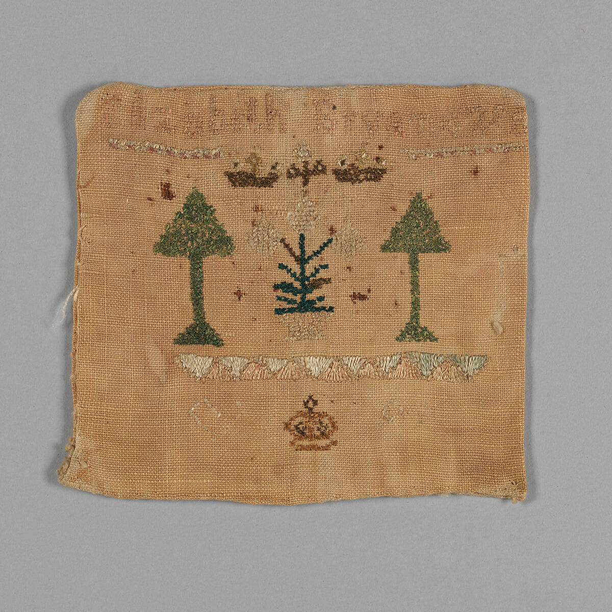 Embroidered pocket, Silk on linen, British 