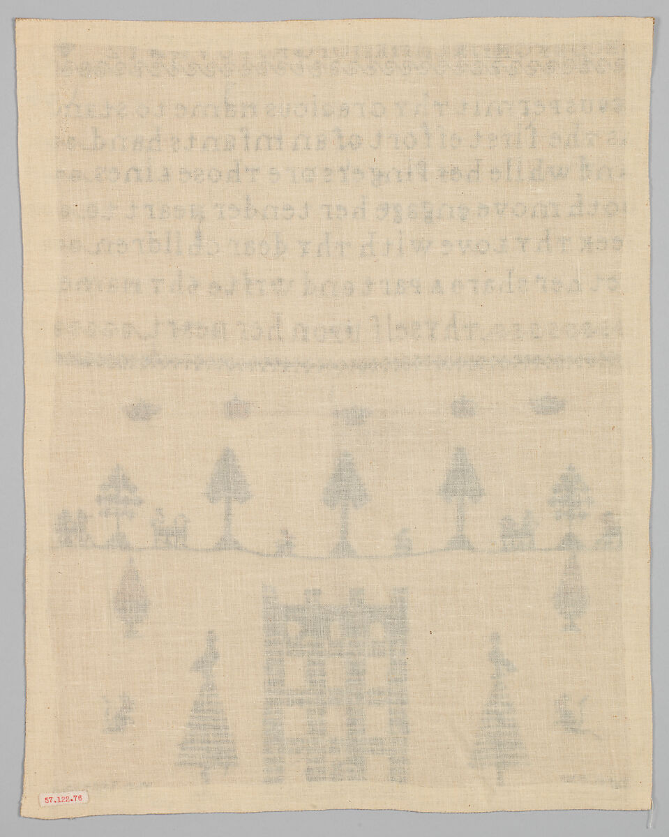 Sampler, Cotton on linen, British