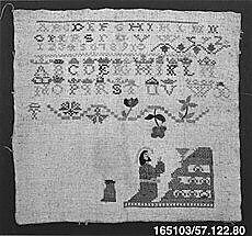 Sampler, Silk on linen, German