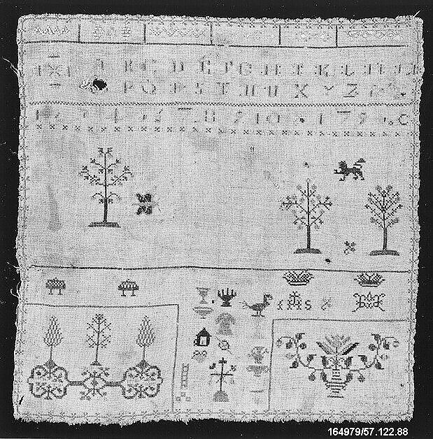 Sampler, Silk on linen, Italian 