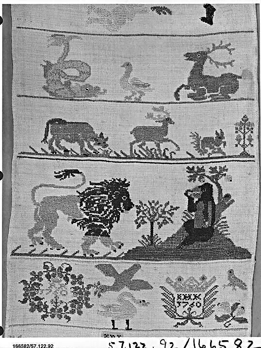 Sampler, Silk on linen, German