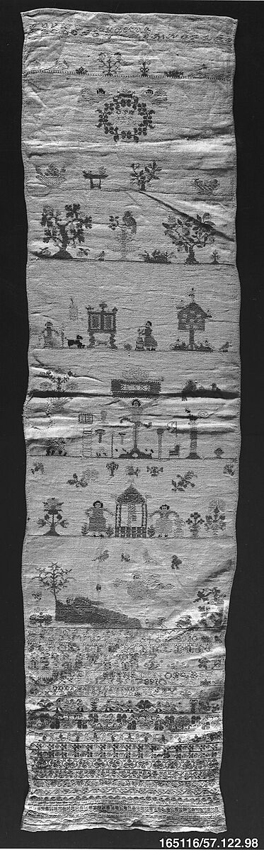 Sampler, Silk on linen, German 