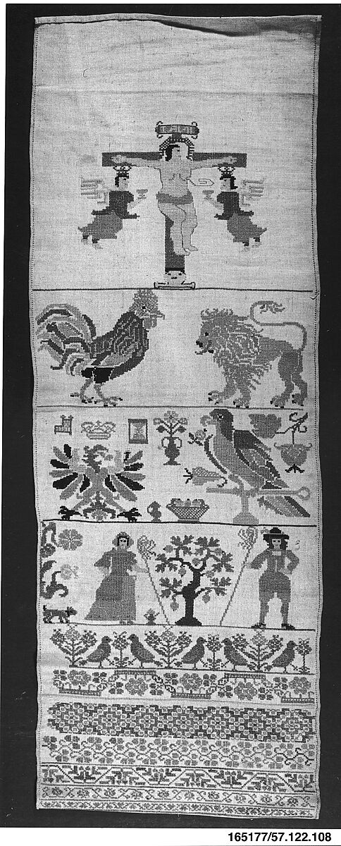 Sampler, Silk on linen, German 