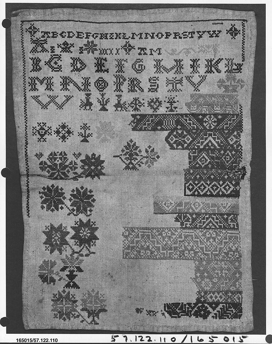 Sampler, Linen and silk on linen, Dutch 