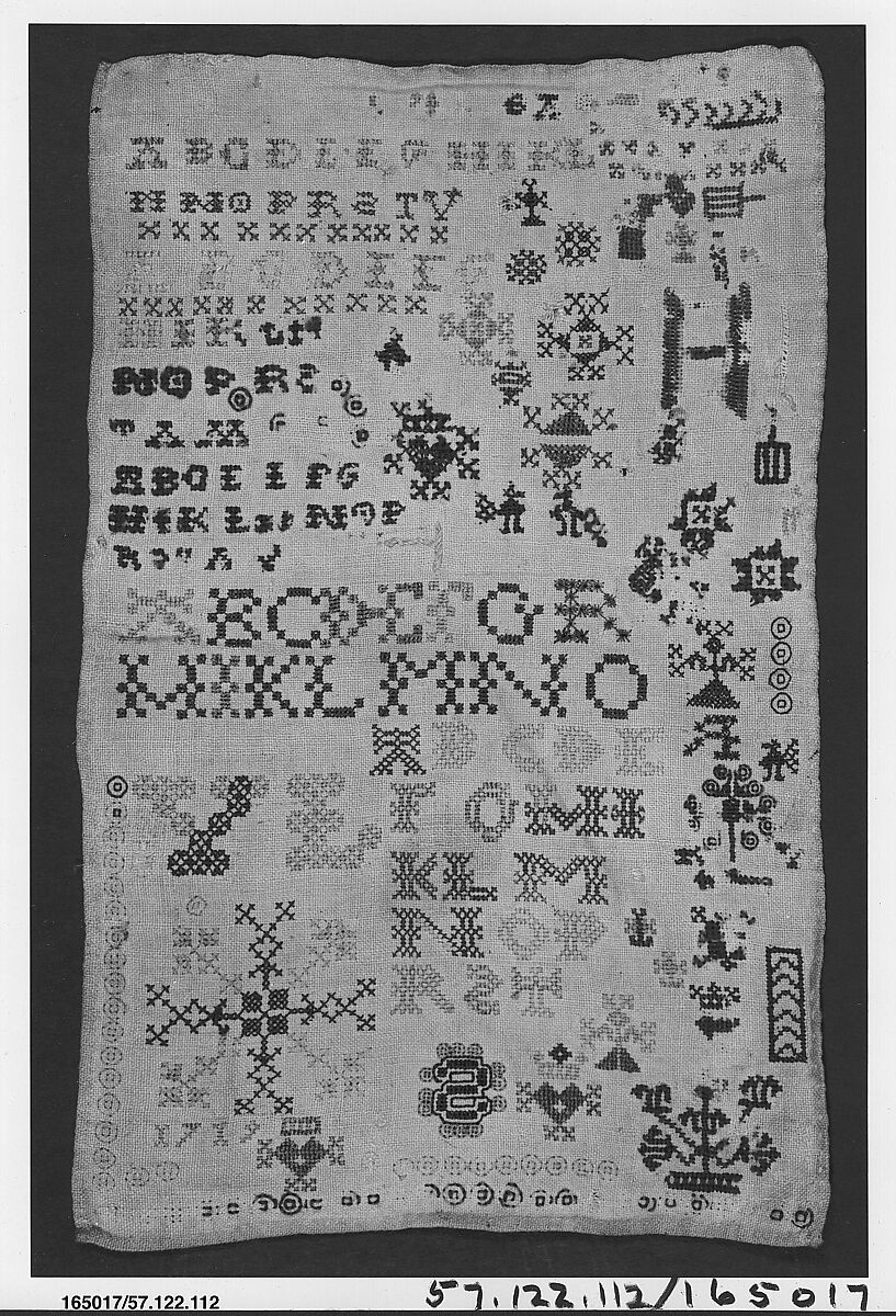 Sampler, Silk and wool on linen, Dutch 