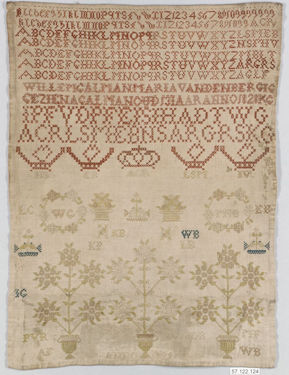 Sampler, Gesina Hendrica Galman (Dutch, born ca. 1815), Silk on linen, Dutch 