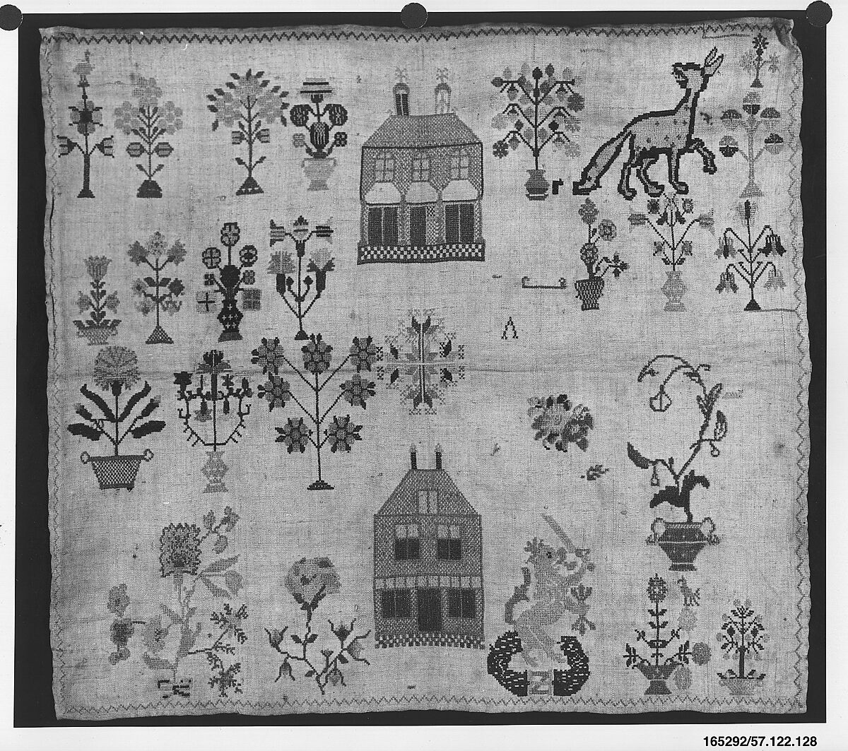 Sampler, Silk and cotton on linen, Dutch, Zeeland (Middleburg) 