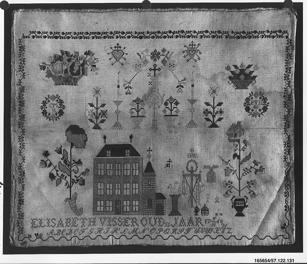 Sampler, Silk on linen, Dutch 