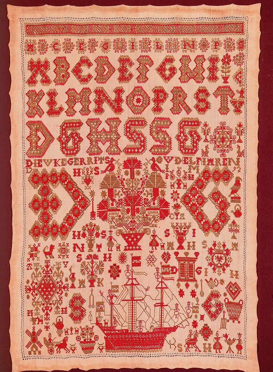 Sampler, Silk on linen, Dutch 