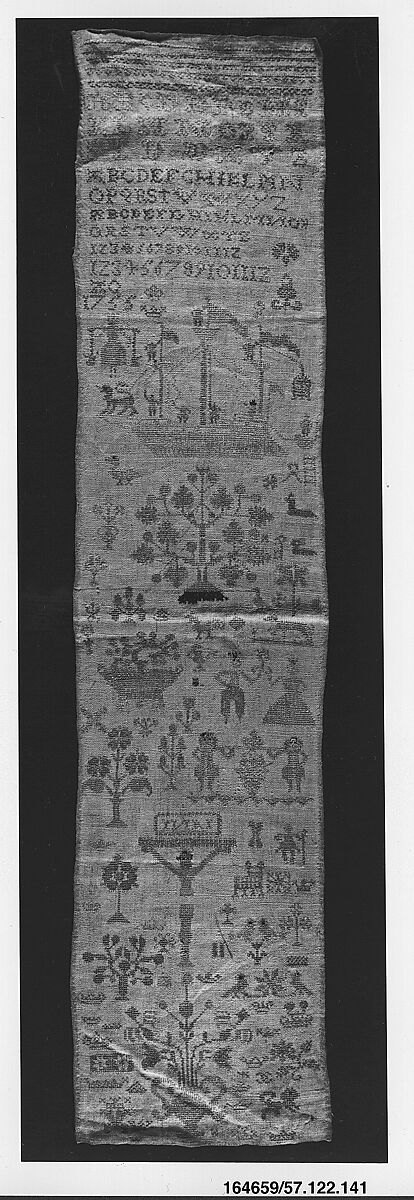 Sampler, Silk on linen, German