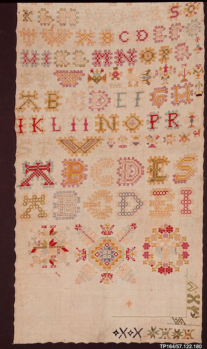 Sampler, Linen and silk on linen, Dutch 