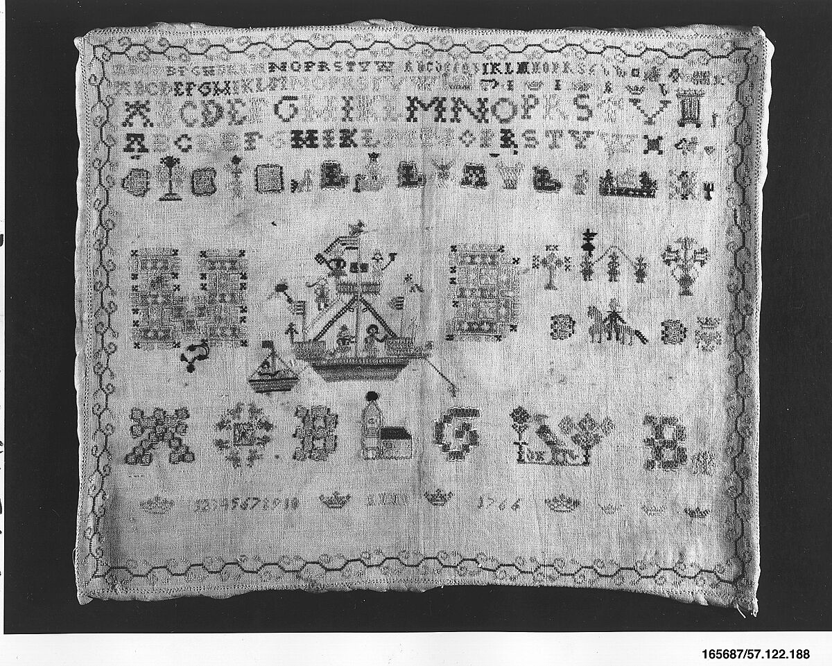 Sampler, Silk on linen, Dutch 