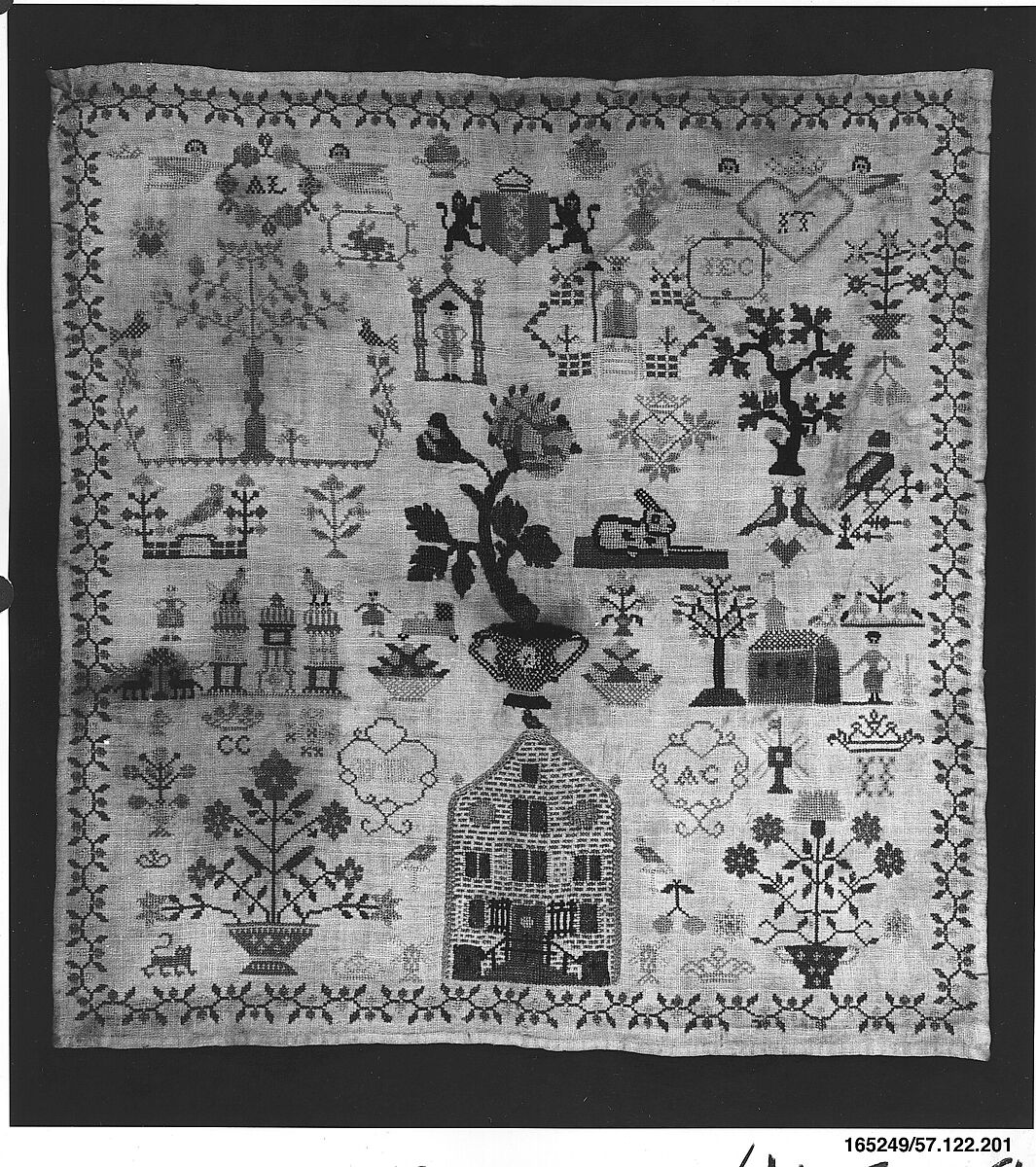 Sampler, Silk on cotton, Dutch 