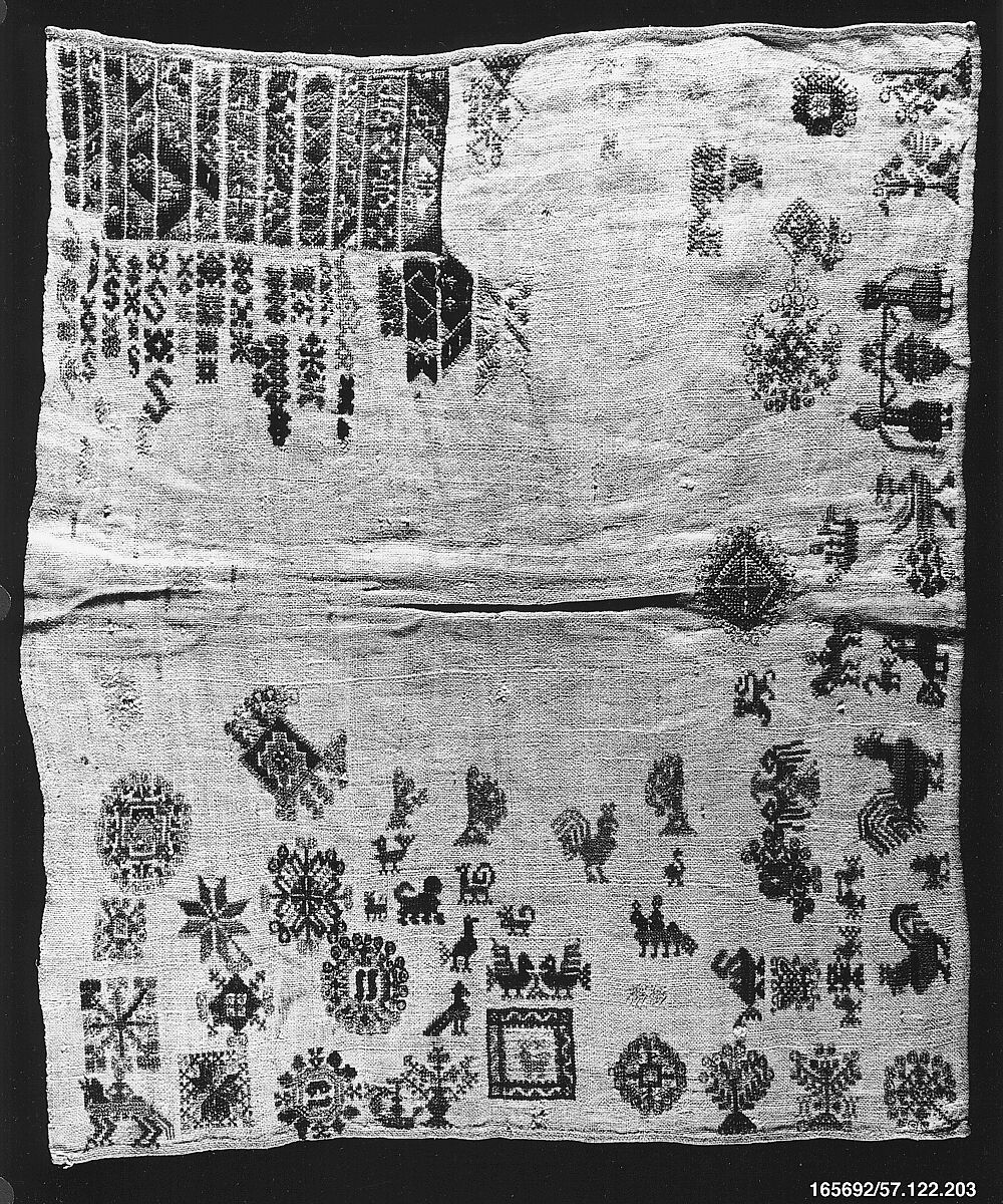 Sampler, Linen and silk on linen, Dutch 