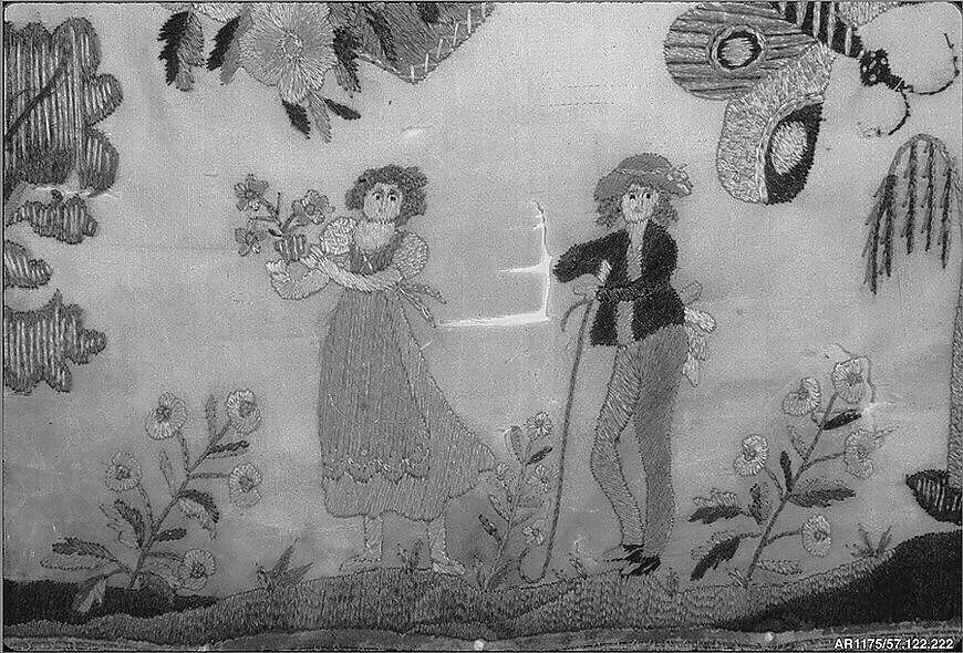 Sampler, Silk on silk, Austrian or Hungarian