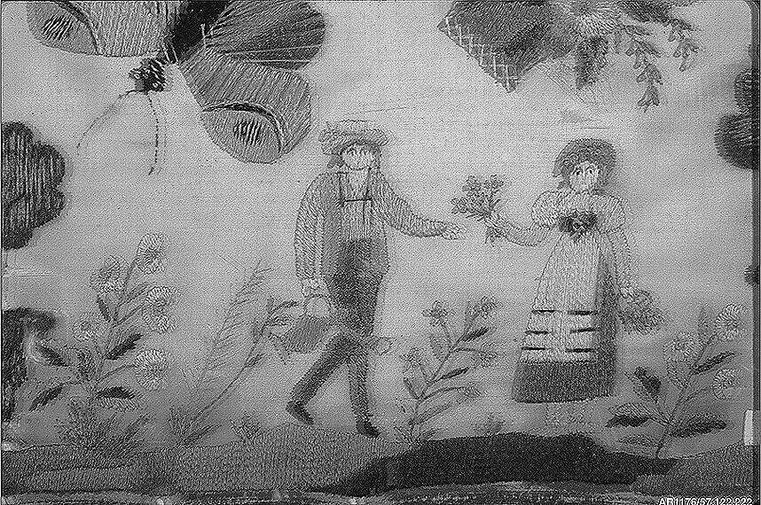 Sampler, Silk on silk, Austrian or Hungarian