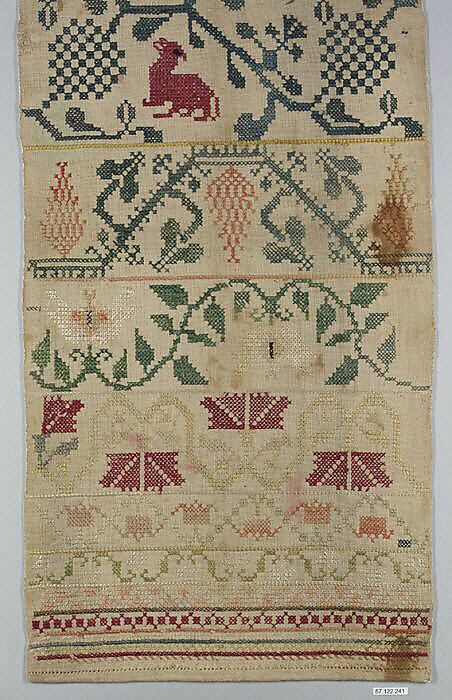 Sampler, Silk on cotton, Mexican 