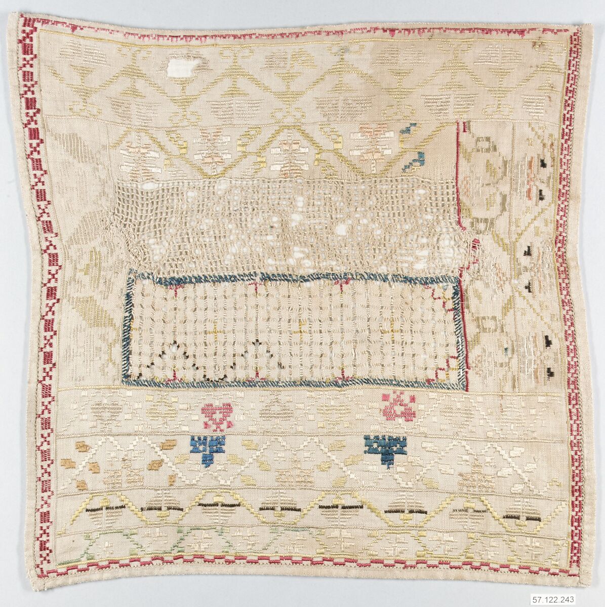 Sampler, Silk on linen, Mexican 