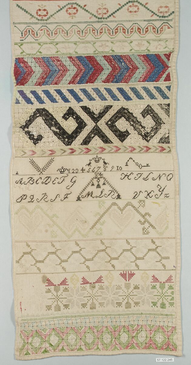 Sampler, Silk on cotton, Mexican