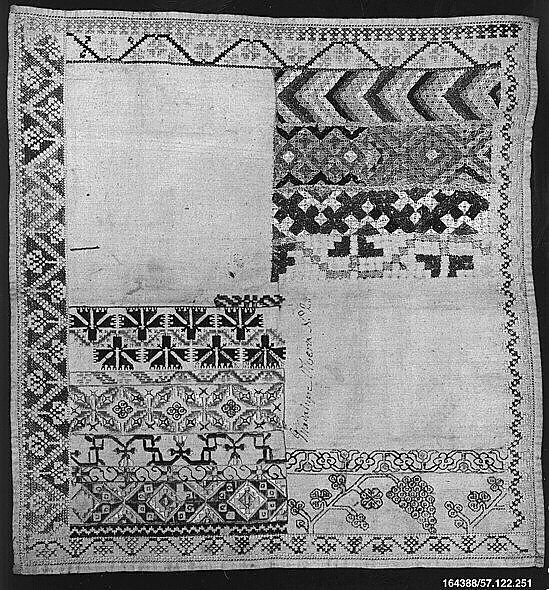 Sampler, Silk on linen, Spanish or Mexican 