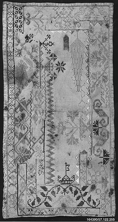 Sampler, Silk on cotton, Spanish 