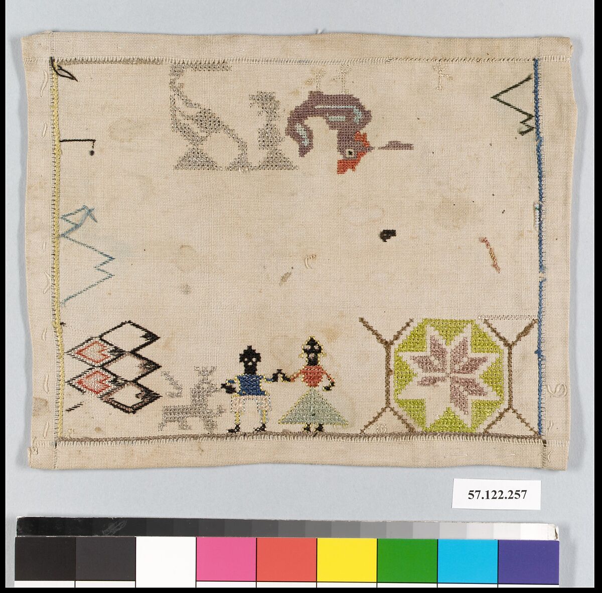 Sampler, Silk on cotton, Spanish