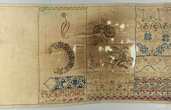 Sampler, Silk on linen, Spanish 