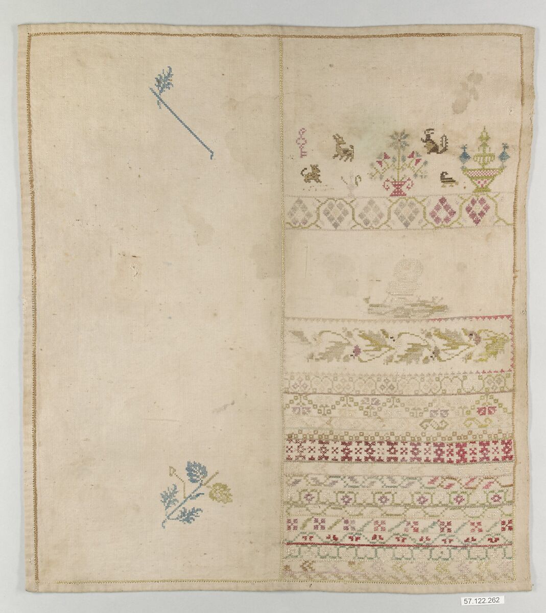 Sampler, Silk on cotton, Spanish