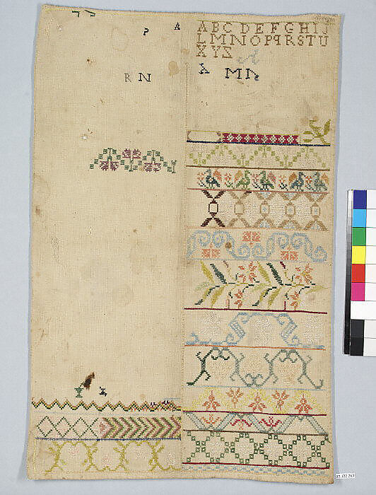 Sampler, Silk on cotton, Spanish 