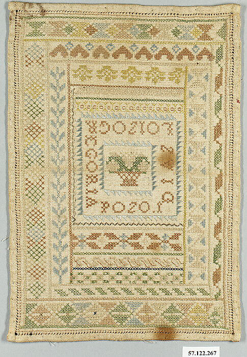 Sampler, Silk on linen, Spanish 